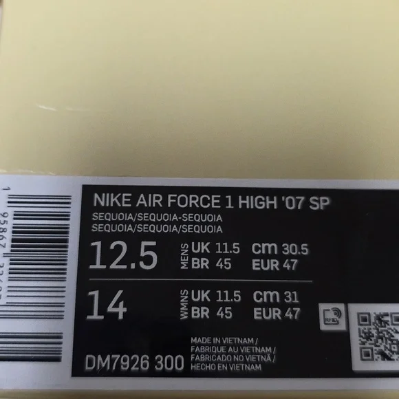 Nike Air Force 1 High '07 SP X BILLIE EILISH Men's Size 12.5DM7926-300New